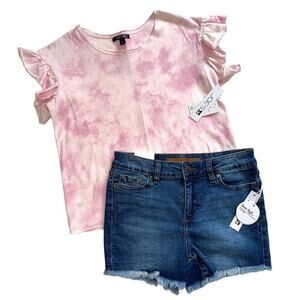 NWT Joe’s Jeans 2pc Pink Sweatshirt Denim Shorts Girls 16/Large